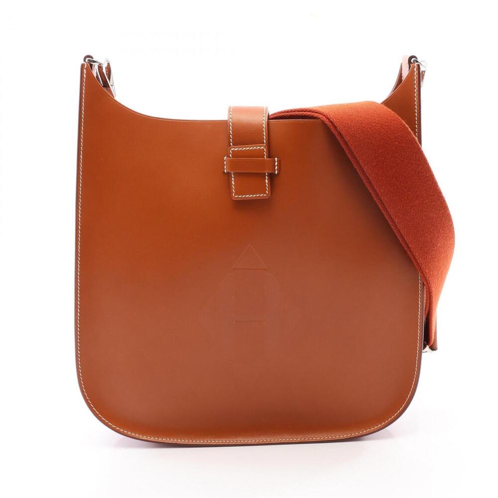 Hermes Evelyne Sellier PM Blue Electric Gold Shoulder Bag Handbag Vache Hunte...
